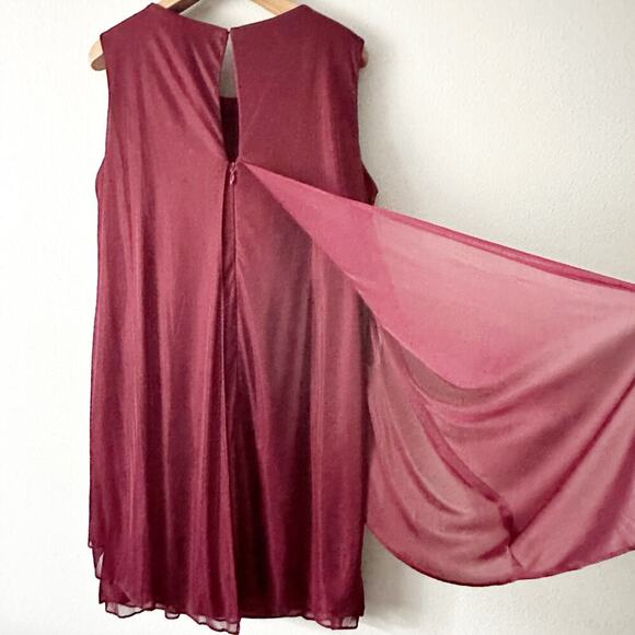 Azazie Viviana Cabernet A-line Fly Away Jewel Neck Dress Women's Plus Size 24 - Picture 13 of 14